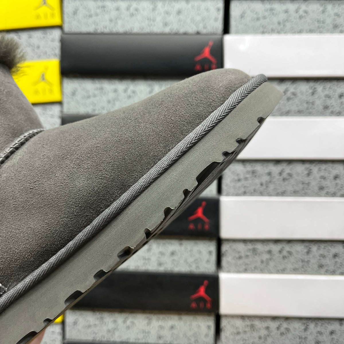 Grey Button-Detail Mini Ankle Boots
