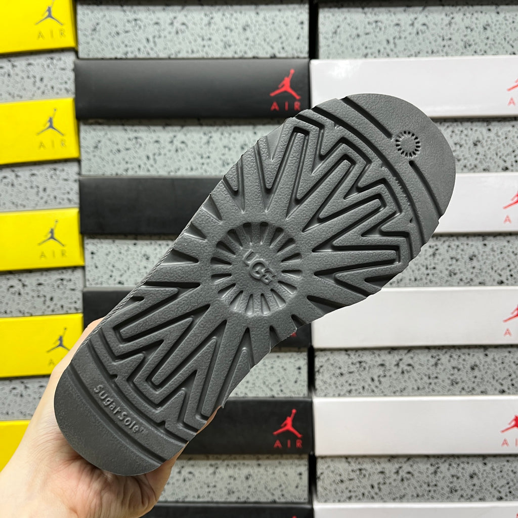 Grey Button-Detail Mini Ankle Boots