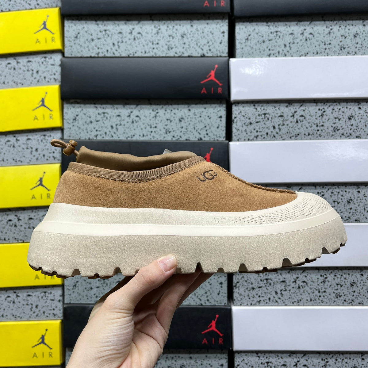 Chestnut Platform Slip-On Shoes with Cream Sole