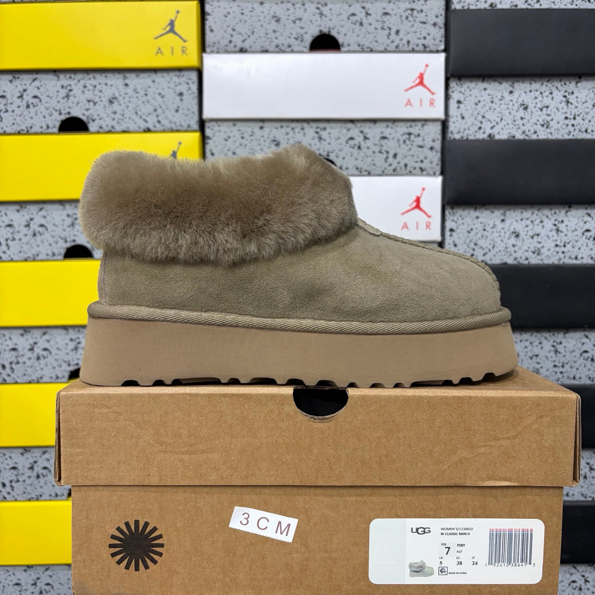 Antelope Brown Slip-On Shoes with Oversized Fluffy Collar