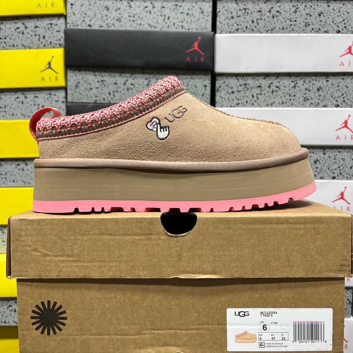Sand & Pink Platform Slip-On Shoes with Decorative Stitching