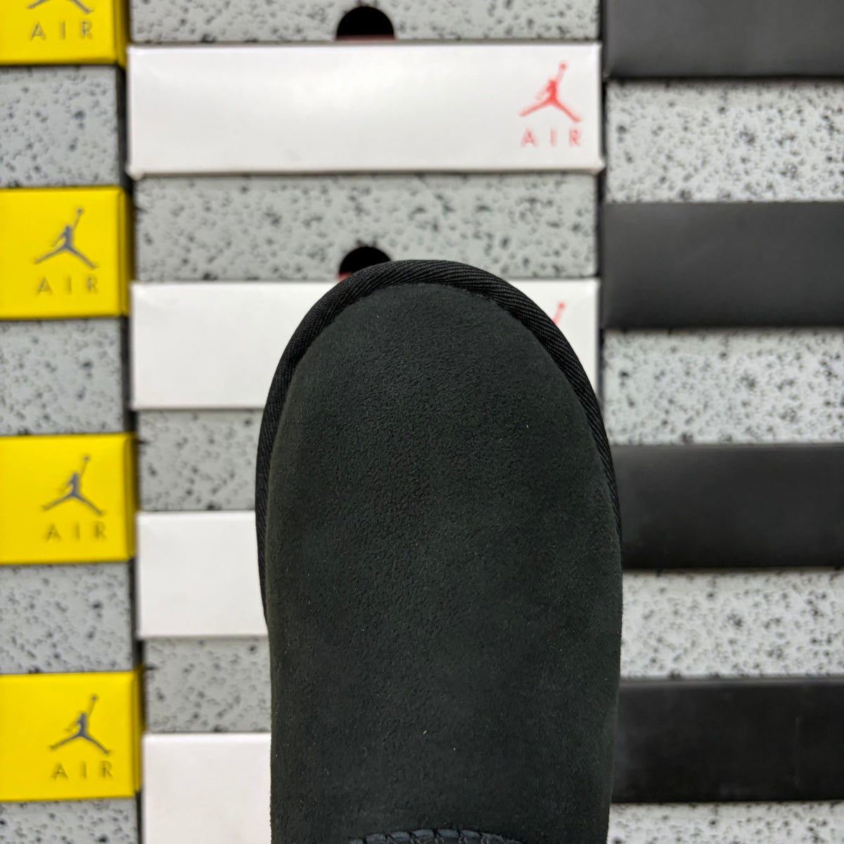 Black Button-Detail Mid-Calf Boots