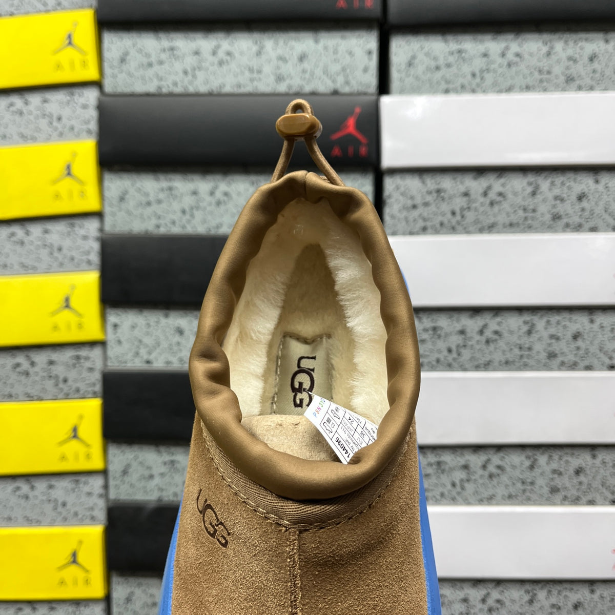 Chestnut Platform Slip-On Shoes with Bright Blue Sole