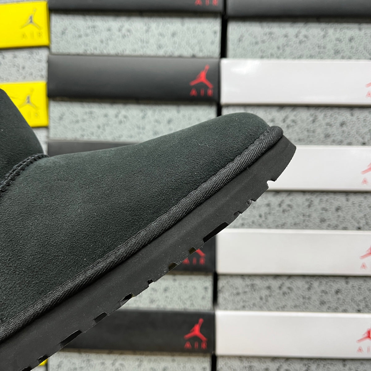 Black Button-Detail Mini Ankle Boots