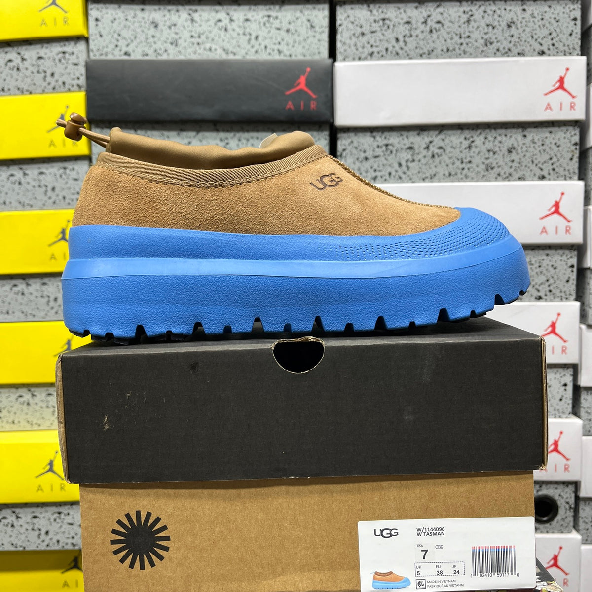 Chestnut Platform Slip-On Shoes with Bright Blue Sole