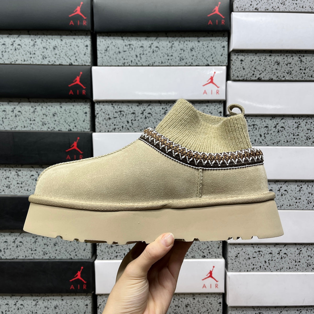 Mustard Seed Platform Ankle Boots with Knit Collar