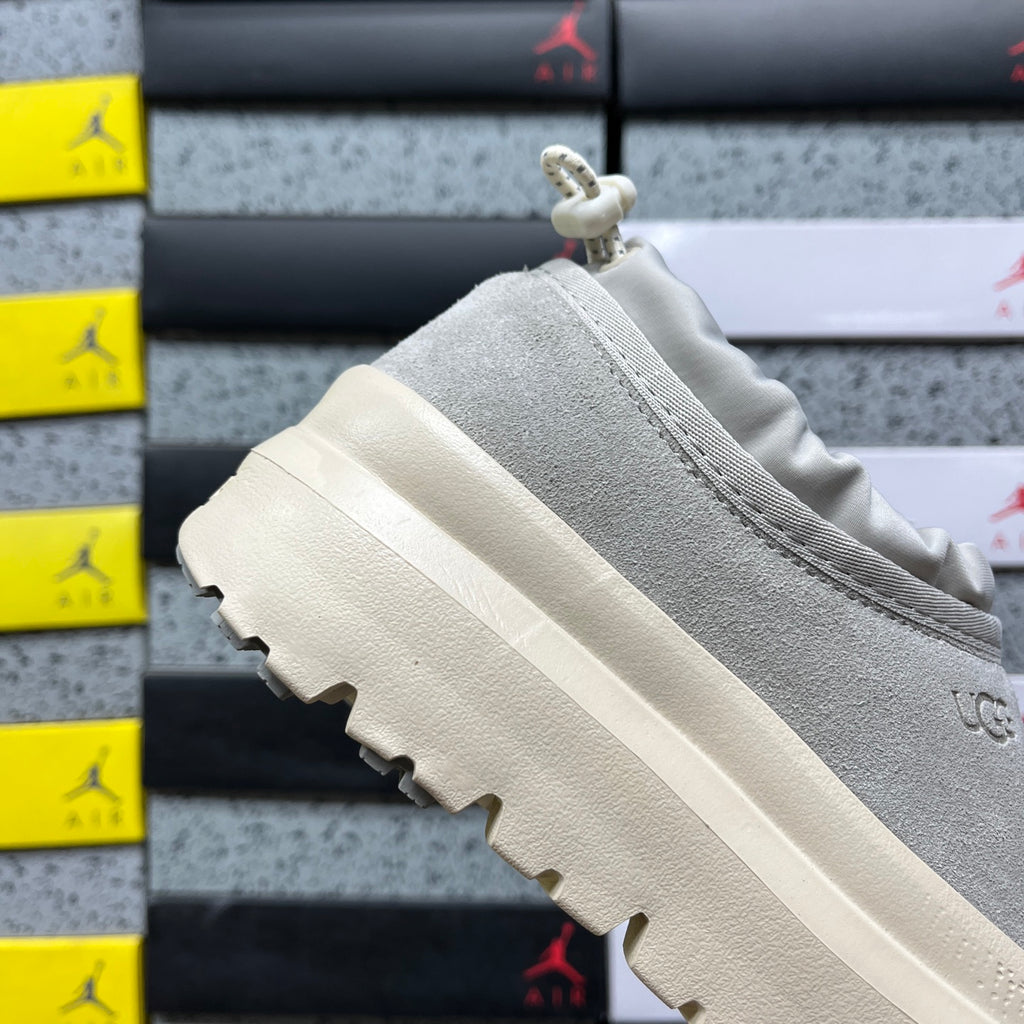 Mist Grey Drawstring Slip-On Shoes with Chunky Cream Sole