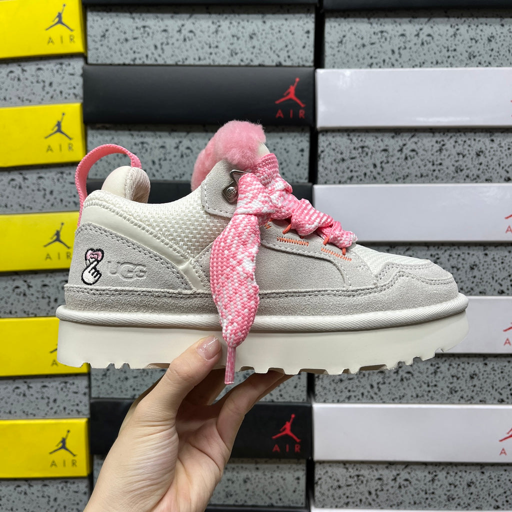 White & Pink Chunky-Sole Lace-Up Shoes
