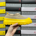 Sand Platform Slip-On Shoes with Bright Yellow Sole
