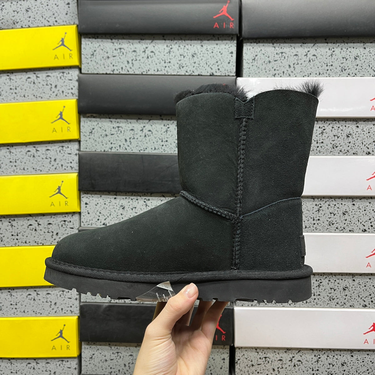 Black Button-Detail Short Boots
