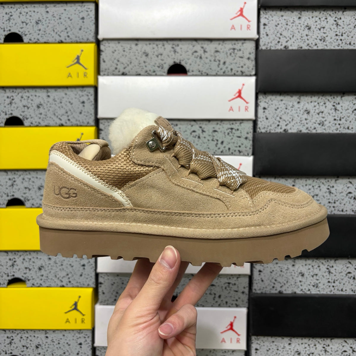 Sand Chunky-Sole Lace-Up Shoes