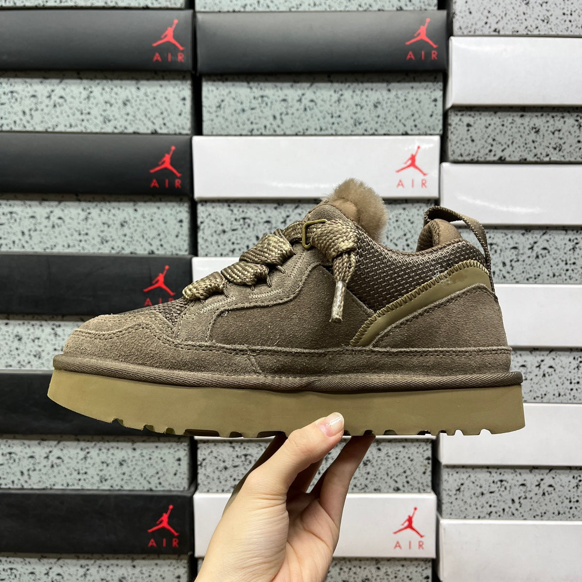 Smoky Brown Chunky-Sole Lace-Up Shoes