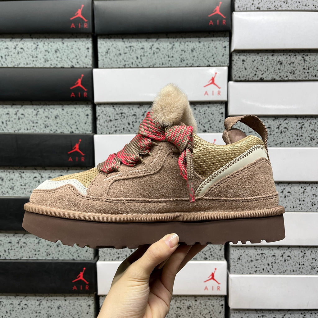Brown & Pink Chunky-Sole Lace-Up Shoes