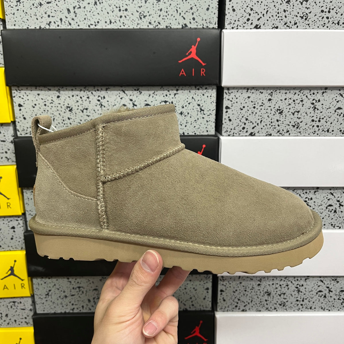 Taupe Brown Mini Pull-On Ankle Boots