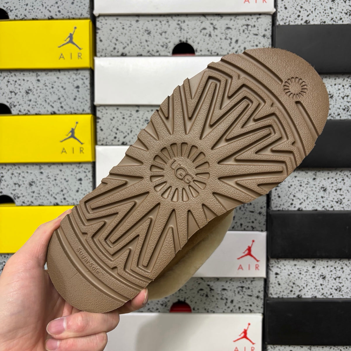 Chestnut Slip-On Shoes with Oversized Fluffy Collar