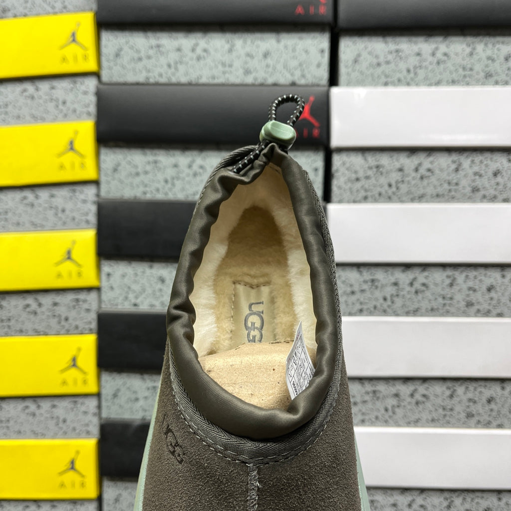 Taupe Platform Slip-On Shoes with Mint Green Sole