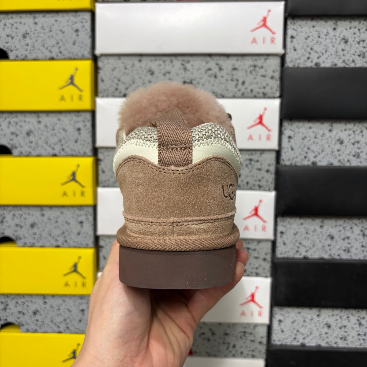 Light Brown Chunky-Sole Lace-Up Shoes with Red Accents
