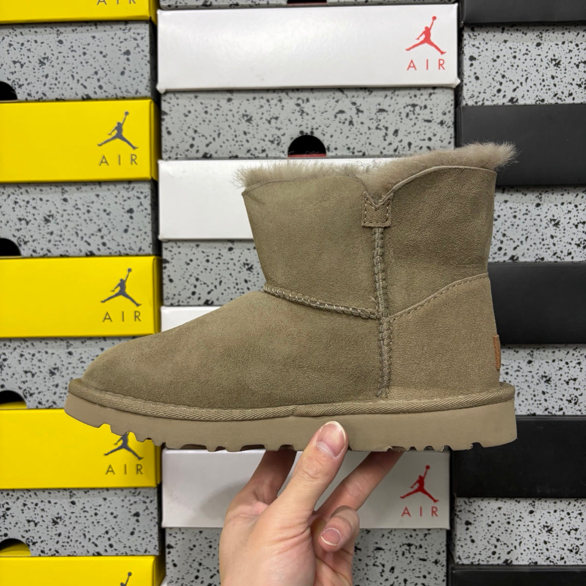 Antelope Brown Button-Detail Mid-Calf Boots