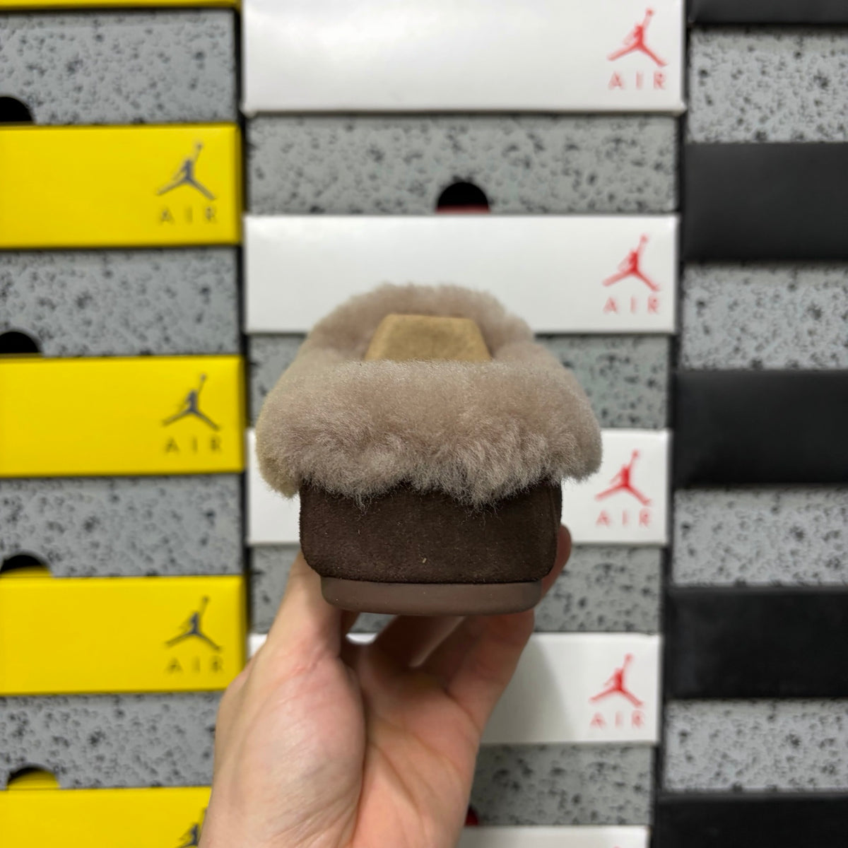 Cocoa Brown Moccasin Slippers with Fluffy Collar