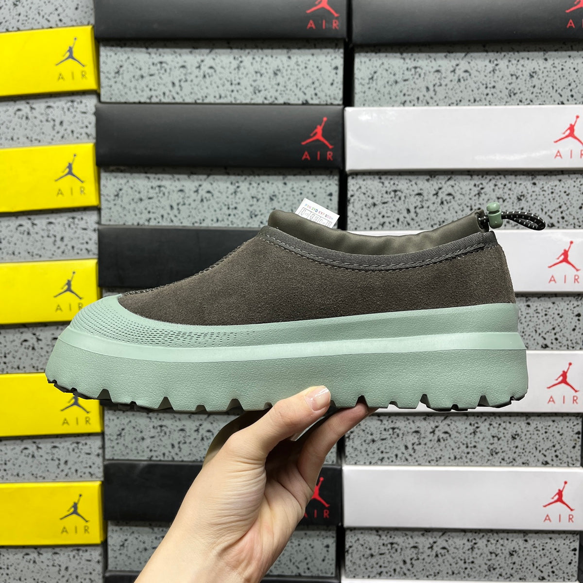 Taupe Platform Slip-On Shoes with Mint Green Sole
