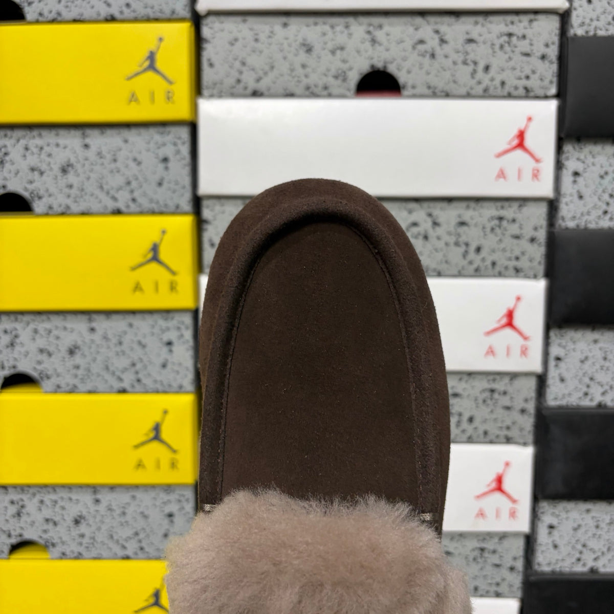 Cocoa Brown Moccasin Slippers with Fluffy Collar