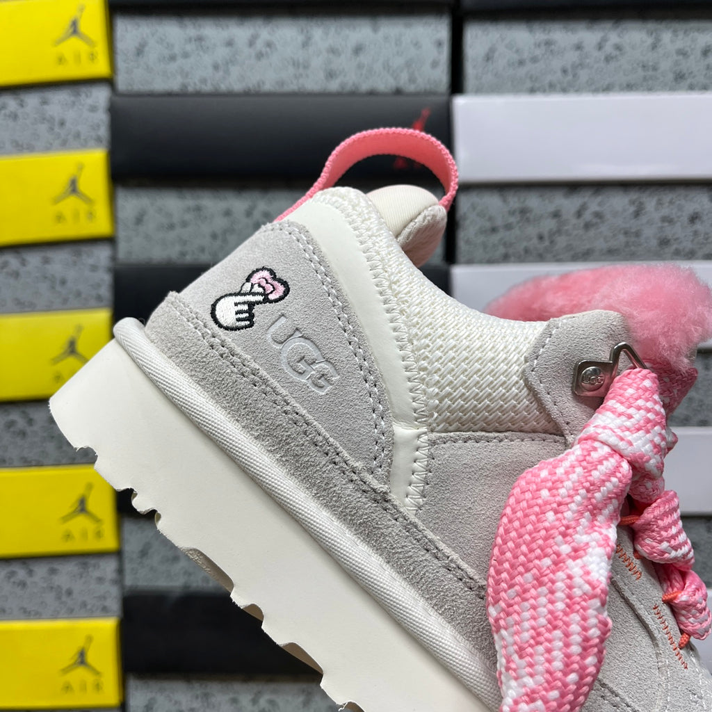 White & Pink Chunky-Sole Lace-Up Shoes