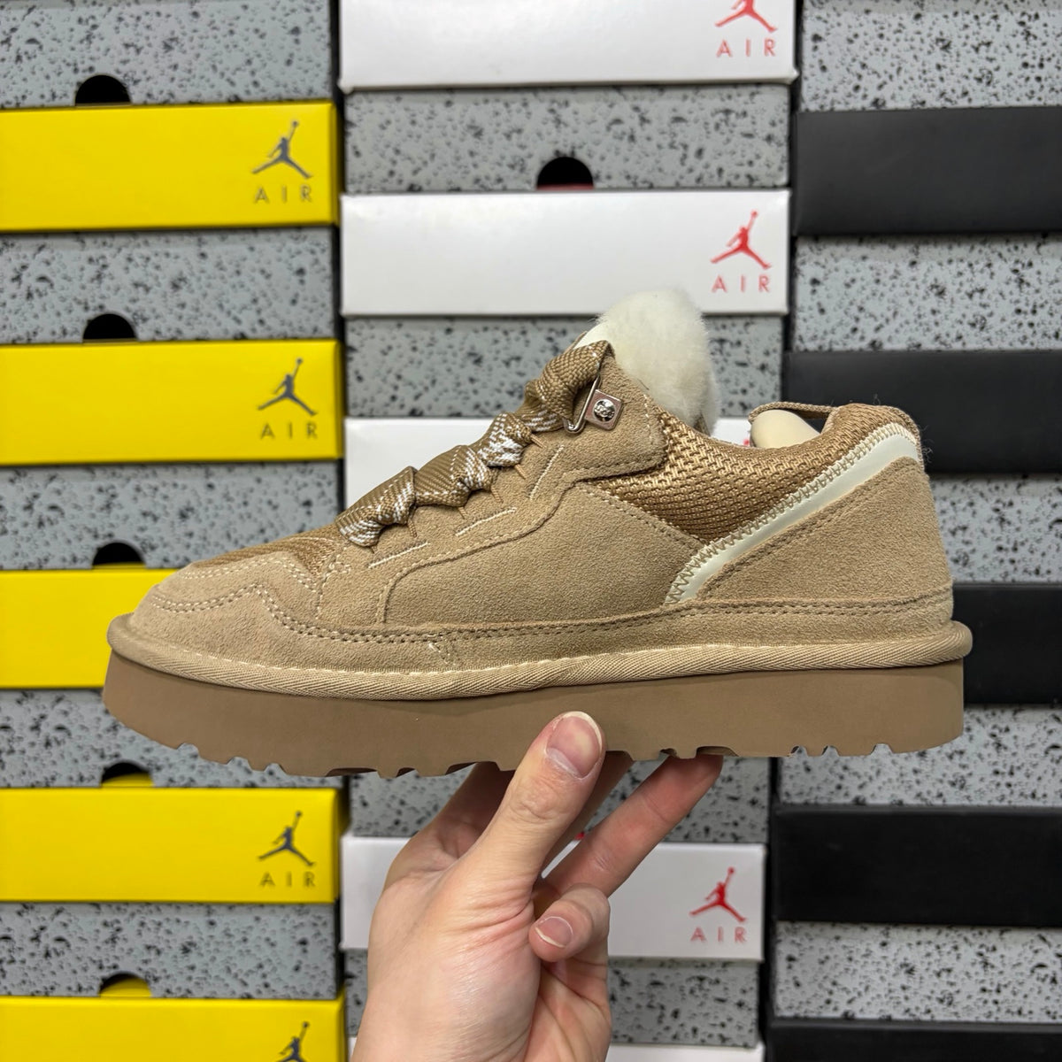 Sand Chunky-Sole Lace-Up Shoes