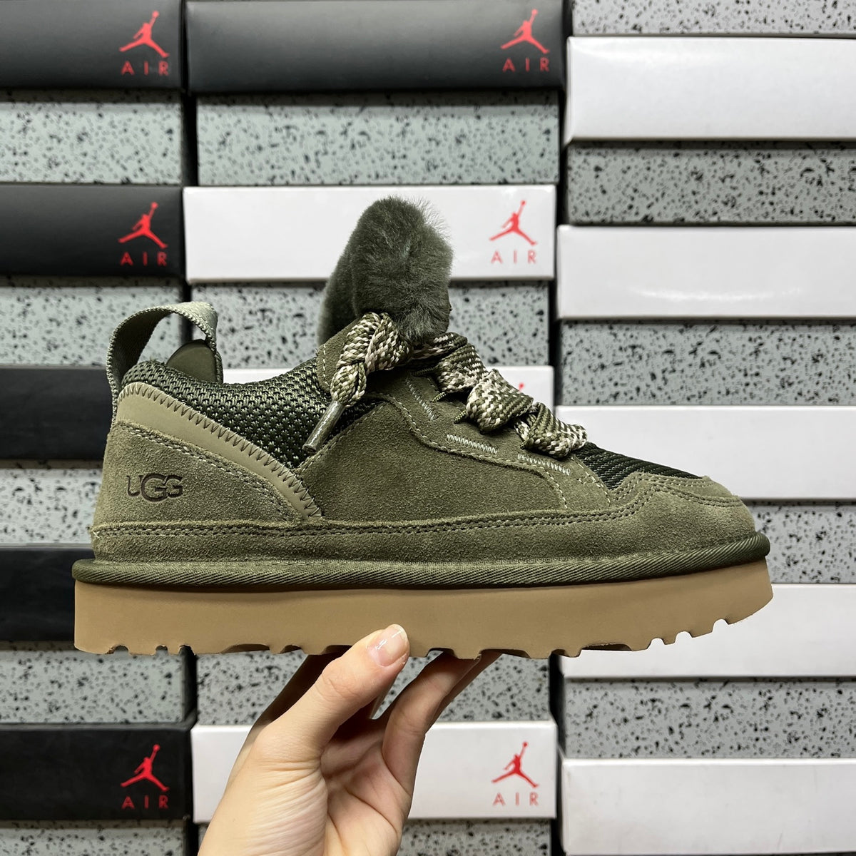 Moss Green Chunky-Sole Lace-Up Shoes