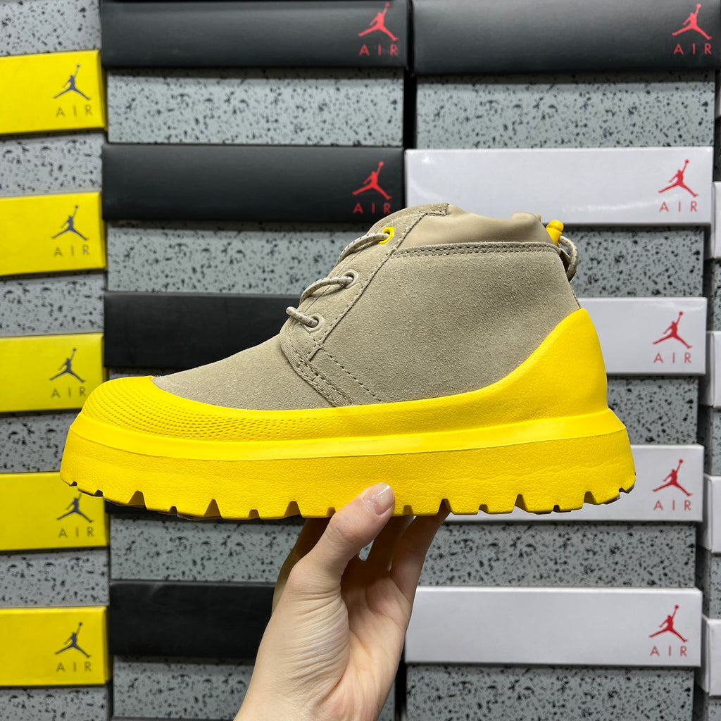 Sand & Yellow Chunky-Sole Lace-Up Ankle Boots