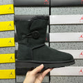 Black Button-Detail Short Boots