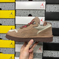 Light Brown Chunky-Sole Lace-Up Shoes with Red Accents