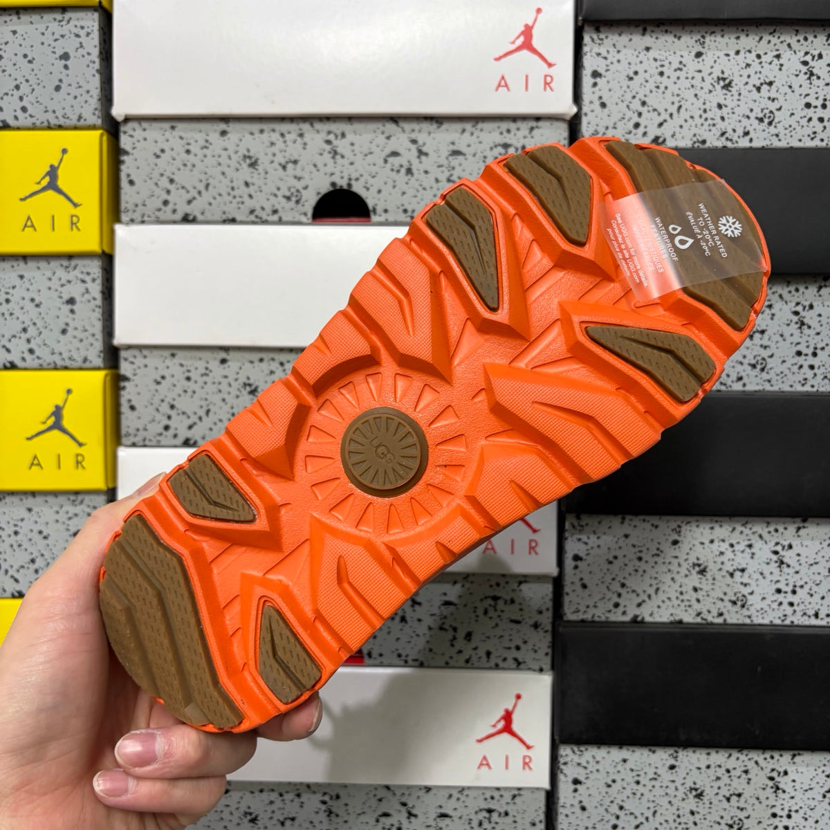 Chestnut Slip-On Shoes with Bright Orange Chunky Sole